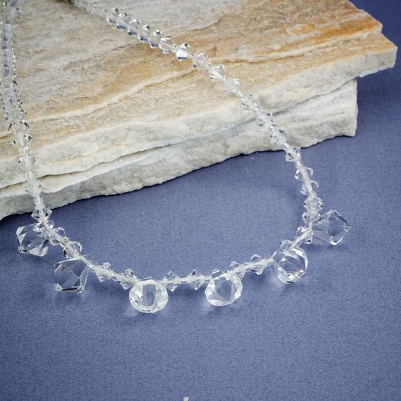 Crystal Necklace, Dainty Vintage Necklace Choker - Picture 4 of 9